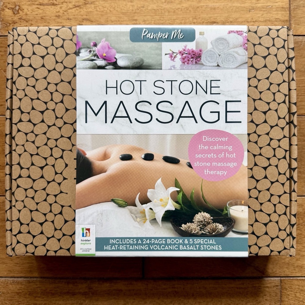 Pamper Me Hot Stone Massage Kit 5 Basalt Stones Heat Retaining w/ 24-Page Book